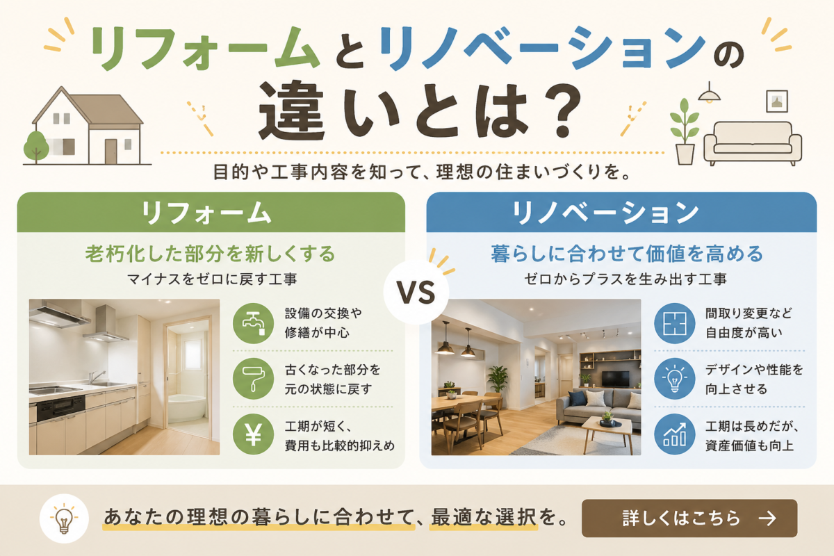 リフォームとリノベーションの違いとは?熊本のリフォーム専門店がわかりやすく解説の写真